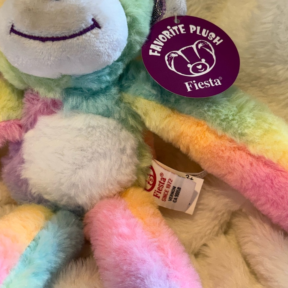 Fiesta Multicolor Plush Monkey with Sparkly Paws - Picture 3 of 3